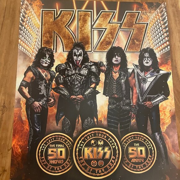 Kiss Lot. End of the Road Official Poster, Gene Simmons Print, Vtg Button - Picture 1 of 7